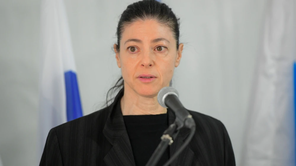 Israeli Transportation Minister Merav Michaeli during the signing of an agreement for the operation of Dan electric buses in Tel Aviv, Feb. 22, 2022. Photo by Avshalom sassoni/Flash90.