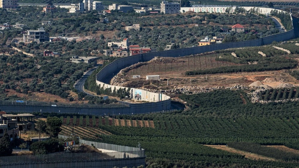 A view of houses along the Lebanese side of the border as seen from northern Israel, July 31, 2023. Photo by Ayal Margolin/Flash90.
