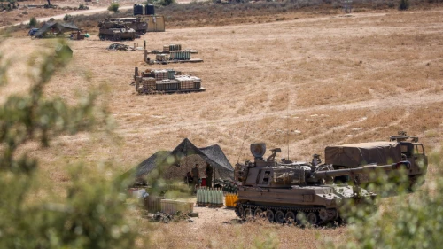 IDF artillery units deployed near the Lebanese border in northern Israel on Aug. 26, 2020. Photo by David Cohen/Flash90.