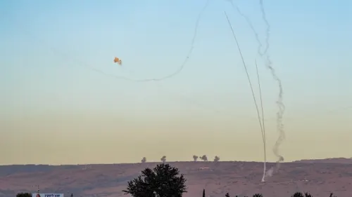 An Israeli aerial-defense system intercept rockets fired from Lebanon, Nov. 7, 2023. Photo by Ayal Margolin/Flash90.