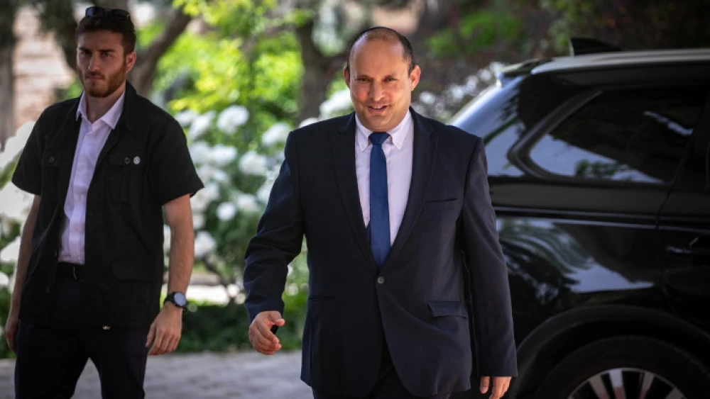 Yamina Party leader Naftali Bennett arrives at the President's Rouse in Jerusalem, May 5, 2021. Photo by Olivier Fitoussi/Flash90.