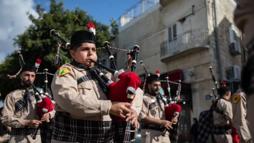 Catholics take part in a Virgin Mary procession in Haifa, April 30, 2023. Photo by Shir Torem/Flash90.