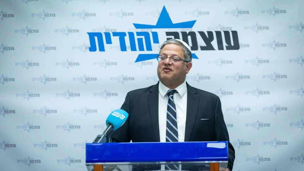 Otzma Yehudit leader Itamar Ben-Gvir leads the party's faction meeting at the Knesset in Jerusalem, March 3, 2025. Photo by Chaim Goldberg/Flash90.