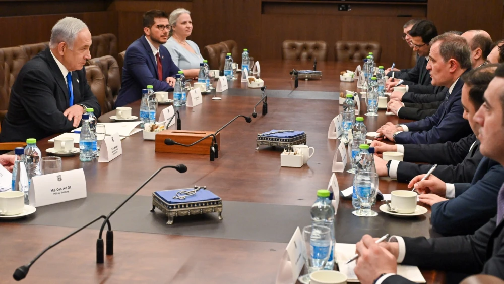 The meeting between Israeli and Azerbaijani officials at the Prime Minister's Office in Jerusalem on March 29, 2023.