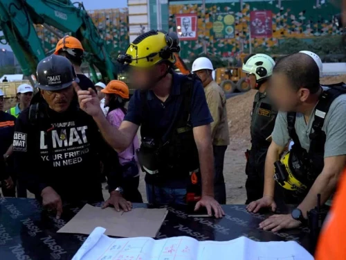An Israeli delegation of experts from the IDF and the Defense Ministry arrived at Bangkok on March 30, 2025, to begin assisting the local authorities in rescue efforts of workers trapped underneath a building that collapsed due to a regional earthquake. Credit: IDF.