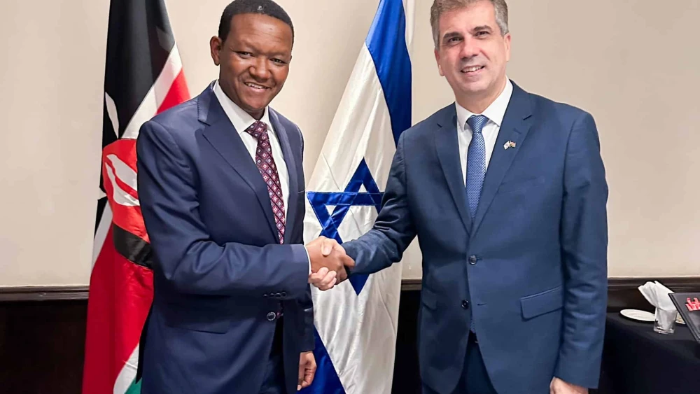 Kenyan Foreign Minister Alfred Mutua with Israeli Foreign Minister Eli Cohen in Nairobi, July 16, 2023. Source: Twitter.
