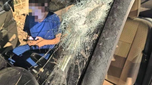 Damage to an Israeli car following a reported lynching attempt near the southern Samaria community of Ma'aleh Levonah, Oct. 4, 2023. Credit: Binyamin Regional Council.
