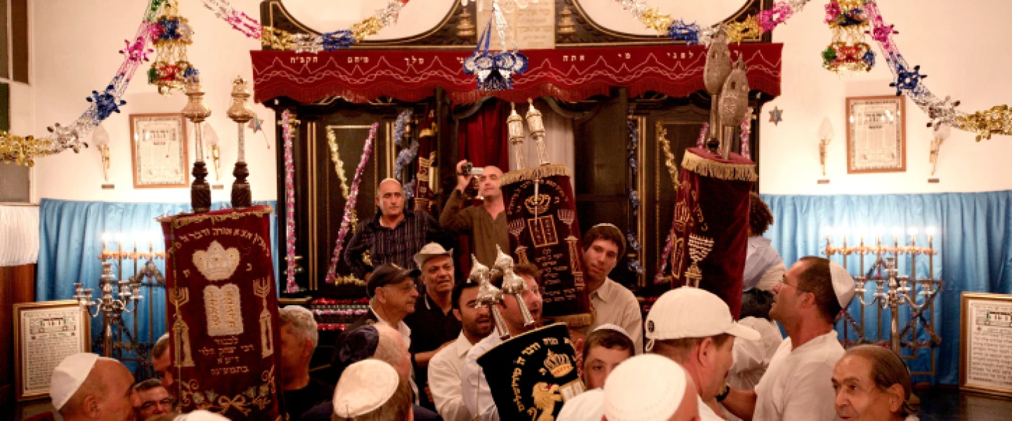 Jewish community members at synagogue in Agadir City, Morocco. Photo by Abir Sultan/Flash90.