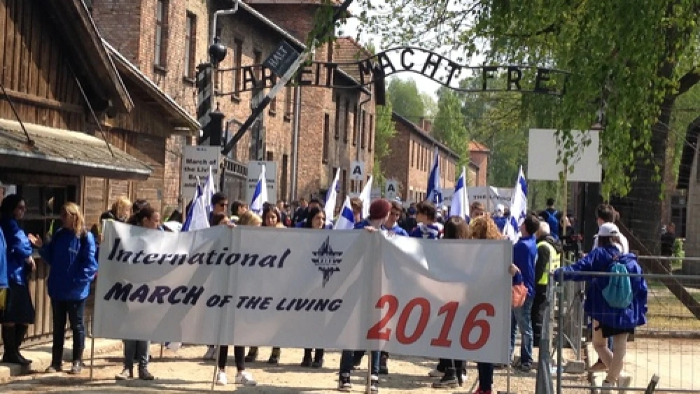 The start of the 2016 “March of the Living” from Auschwitz to Birkenau. Credit: Jacob Kamaras.