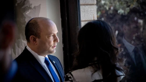 Israeli Prime Minister Naftali Bennett, seen after a group photo of the newly sworn-in Israeli government, at the President's Residence in Jerusalem, June 14, 2021. Photo by Yonatan Sindel/Flash90.
