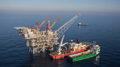 The Israeli gas rig Tamar, situated off Israel's northern coast. Credit: Albatross Aerial photography/Nobel Energy/Flash90.