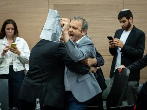Knesset member Gilad Kariv reacts during a Constitution, Law and Justice Committee meeting and votes on parts of the judicial reform, at the Knesset, the Israeli Parliament in Jerusalem on July 19, 2023. Photo by Yonatan Sindel/Flash90.