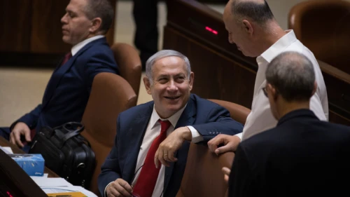 Israeli Prime Minister Benjamin Netanyahu attends the Knesset Plenary Hall session ahead of the vote on Israel's nationality bill, which will solidify the foundation of a Jewish state for the Jewish people. July 18, 2018. Photo by Hadas Parush/Flash90.