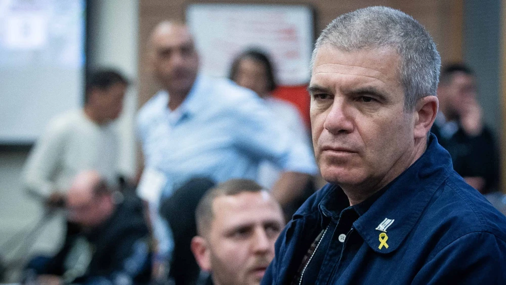 Gal Hirsch, the government's point man on missing and kidnapped citizens, attends the lobby for releasing the remaining hostages in the Gaza Strip, at the Knesset, April 10, 2024. Photo by Oren Ben Hakoon/Flash90.
