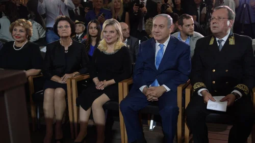 Israeli Prime Minister Benjamin Netanyahu and his wife, Sara, attended a reception in honor of Russia's “National Day” at Sergei's Courtyard compound in Jerusalem on June 14, 2018. Credit: GPO.