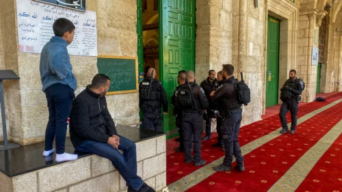 Israeli security forces guard at the Al-Aqsa mosque compound in Jerusalem's Old City during the holy month of Ramadan, April 5, 2023. Photo by Jamal Awad/Flash90.