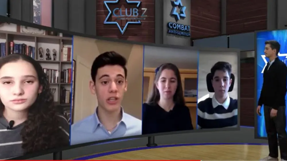 The teen panel at the online Club Z national summit held online in partnership with the Combat Anti-Semitism movement, January 2021. Credit: Courtesy.