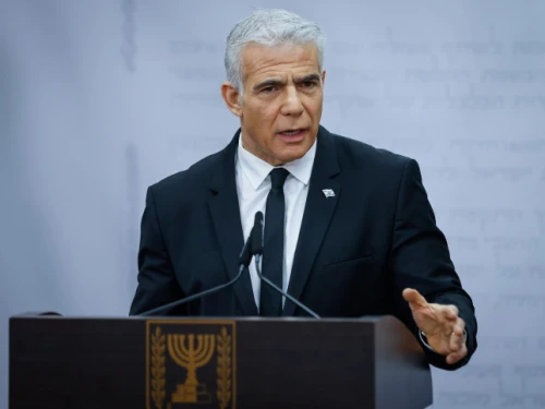 Opposition leader Yair Lapid speaks during a Yesh Atid Party faction meeting at the Knesset in Jerusalem, March 13, 2023. Photo by Erik Marmor/Flash90.