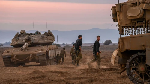 Israel Defense Forces armored division at a staging area near the northern Israeli border with Lebanon, Oct. 14, 2023. Photo by Michael Giladi/Flash90.