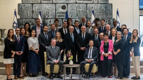 Israeli President Isaac Herzog meets with the Combat Antisemitism Movement’s Advisory Board in Jerusalem, Israel, Oct. 24, 2022. Credit: Tal Bar Or.