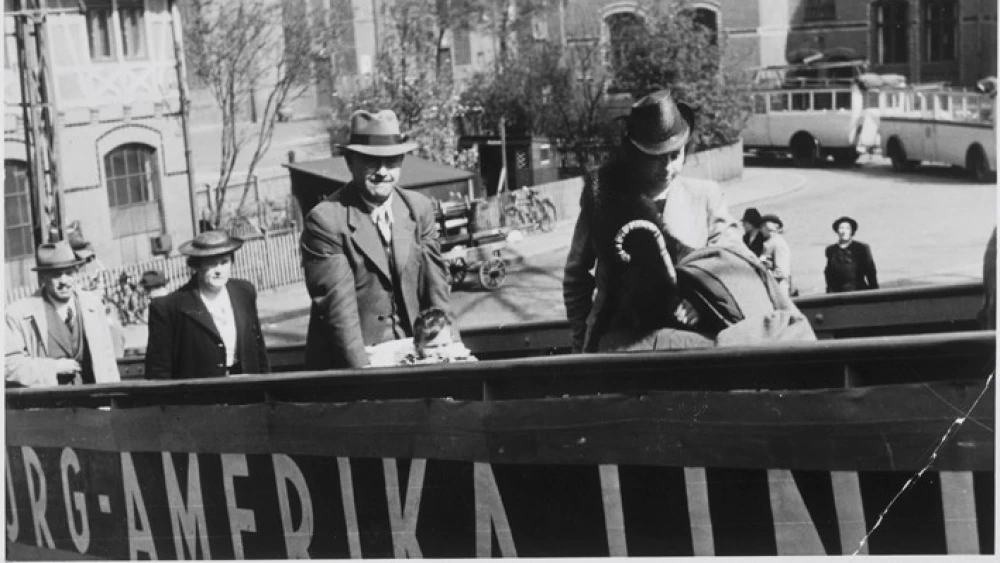 Members of the Heldenmuth family board the MS St. Louis, a German luxury liner carrying more than 900 Jewish refugees from Nazi Germany to Cuba, in Hamburg, Germany, on May 13, 1939. Credit: Public Domain via Wikimedia Commons.