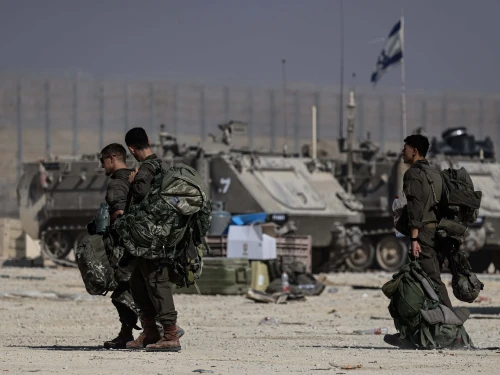 Israeli soldiers seen near the Israeli border with the Gaza Strip, Nov. 10, 2025. Photo by Tsafrir Abayov/Flash90.