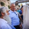 National Unity Party Chairman Benny Gantz (center) attends a prayer session held by anti-reform activists at the Western Wall in Jerusalem, July 23, 2023. Photo by Chaim Goldberg/Flash90.