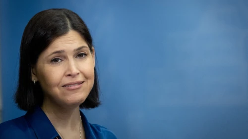 MK Karine Elharrar during a Yesh Atid faction meeting at the Knesset in Jerusalem, May 29, 2023. Photo by Yonatan Sindel/Flash90.