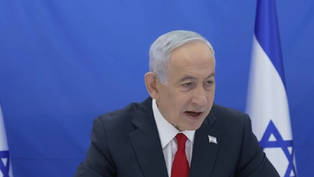 Israeli Prime Minister Benjamin Netanyahu speaks by videoconference during a meeting with government ministry director generals and northern local authority heads on March 25, 2026. Credit: Prime Minister's Office.