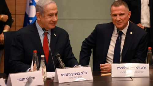 Prime Minister Benjamin Netanyahu and Knesset Foreign Affairs and Defense Committee chair MK Yuli Edelstein in Jerusalem, June 13, 2023. Photo by Haim Zach/GPO.