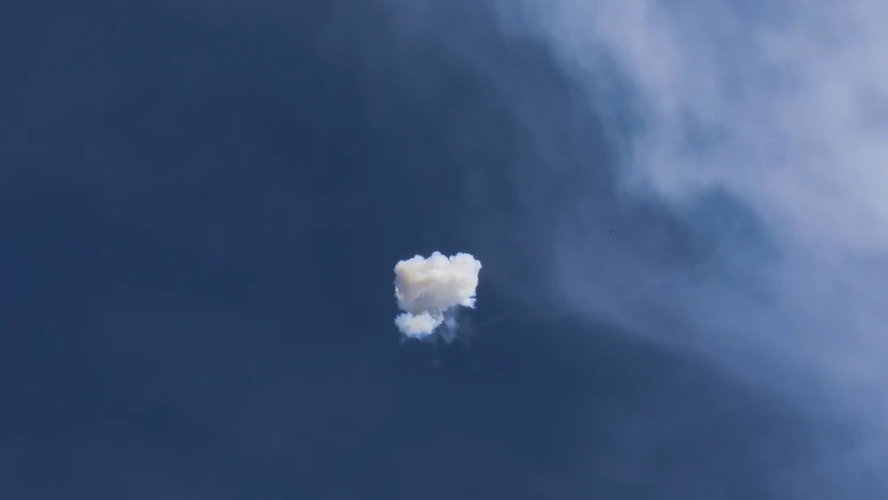 Anti-missile batteries fire interception missiles toward incoming ballistic missiles launched from Iran, as seen over Modi'in, during the war with Iran and ongoing missile fire toward Israel, March 25, 2026. Photo by Jonathan Shaul/Flash90.