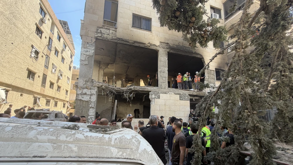 Damage to a building following a targeted Israeli Air Force strike in Beirut's southern suburbs, May 28, 2026. Photo by Ibrahim Amro/AFP via Getty Images.