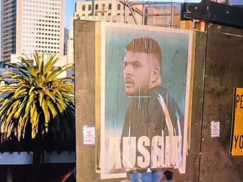 A poster in Melbourne, Australia, shows Naveed Akram, the 24-year-old shooting suspect in the Dec. 14, 2025 Chanukah massacre on Bondi Beach, February 2026. Credit: Courtesy of the Combat Antisemitism Movement.