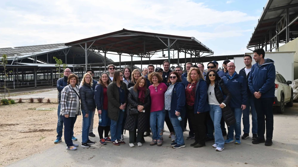 A delegation of employees from Cross River Bank visit Kibbutz Alumim, Israel on Feb. 13, 2025. Photo by Canaan Lidor.