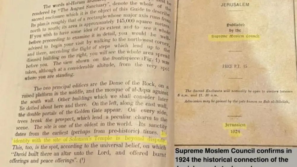 The Supreme Moslem Council confirmed the historical connection of the Jewish people to Jerusalem in 1924. From a brief guide to Al-Haram Al-Sharif.