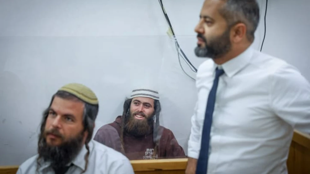 Elisha Yered, suspected of being involved in the death of 19-year-old Palestinian Qusai Jamal Maatan in the West Bank village of Burqa last night, arrives for a hearing at the Jerusalem Magistrate's Court, Aug. 5, 2023. Photo by Chaim Goldberg/Flash90.