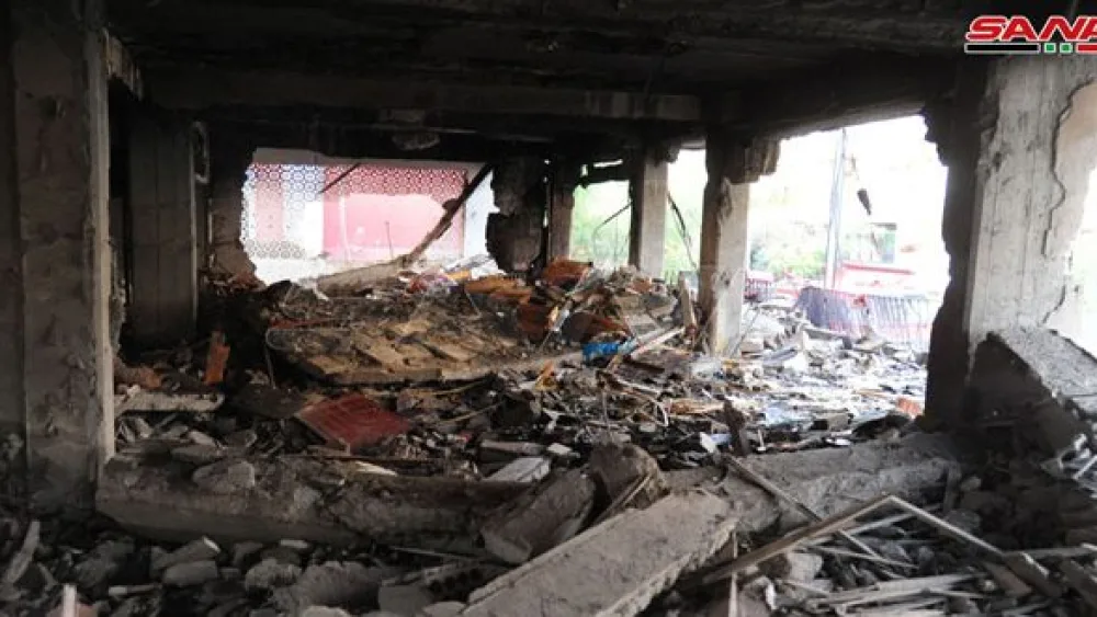 Palestinian Islamic Jihad claims that this house in western Damascus, Syria, was damaged by an Israeli strike against one of its officials on Nov. 12, 2019. Credit: Syrian Arab News Agency SANA.