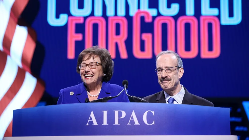 Reps. Nita Lowey (D-N.Y.) and Eliot Engel (D-N.Y.) at the annual AIPAC Policy Conference on March 25, 2019. Credit: AIPAC.
