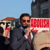 Hasan Piker, a far-left streamer, speaking at a re-election campaign rally for former Rep. Cori Bush, the Missouri Democrat who lost her position in 2024, in St. Louis, Mo., May 1, 2026. Credit: Poisonwithahawkseye via Wikimedia Commons.