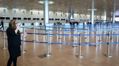 The empty departures terminal of Ben-Gurion International Airport as Israelis cancel trips abroad due to fears of the coronavirus, March 4, 2020. Photo Yossi Zamir/Flash90.