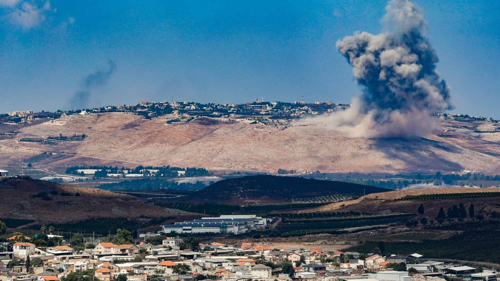 Smoke rises after an Israeli air strike in Southern Lebanon, as it seen from the Israeli side of the border, Sept. 23, 2024. Photo by David Cohen/Flash90.