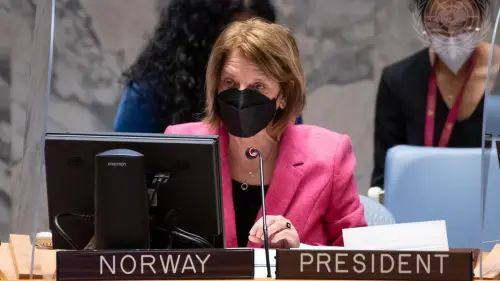 Mona Juul, Permanent Representative of Norway to the United Nations and president of the Security Council for the month of January 2022, chairs the Security Council meeting on the situation in the Middle East (Yemen). Credit: U.N. Photo/Eskinder Debebe.