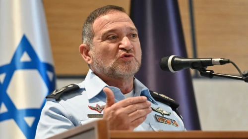 Israel Police Chief Yaakov Shabtai speaks during a ceremony after the largest-ever police operation against illegal gun dealers in the northern Israeli city of Nazareth, Nov. 9, 2021. Photo by Michael Giladi/Flash90.