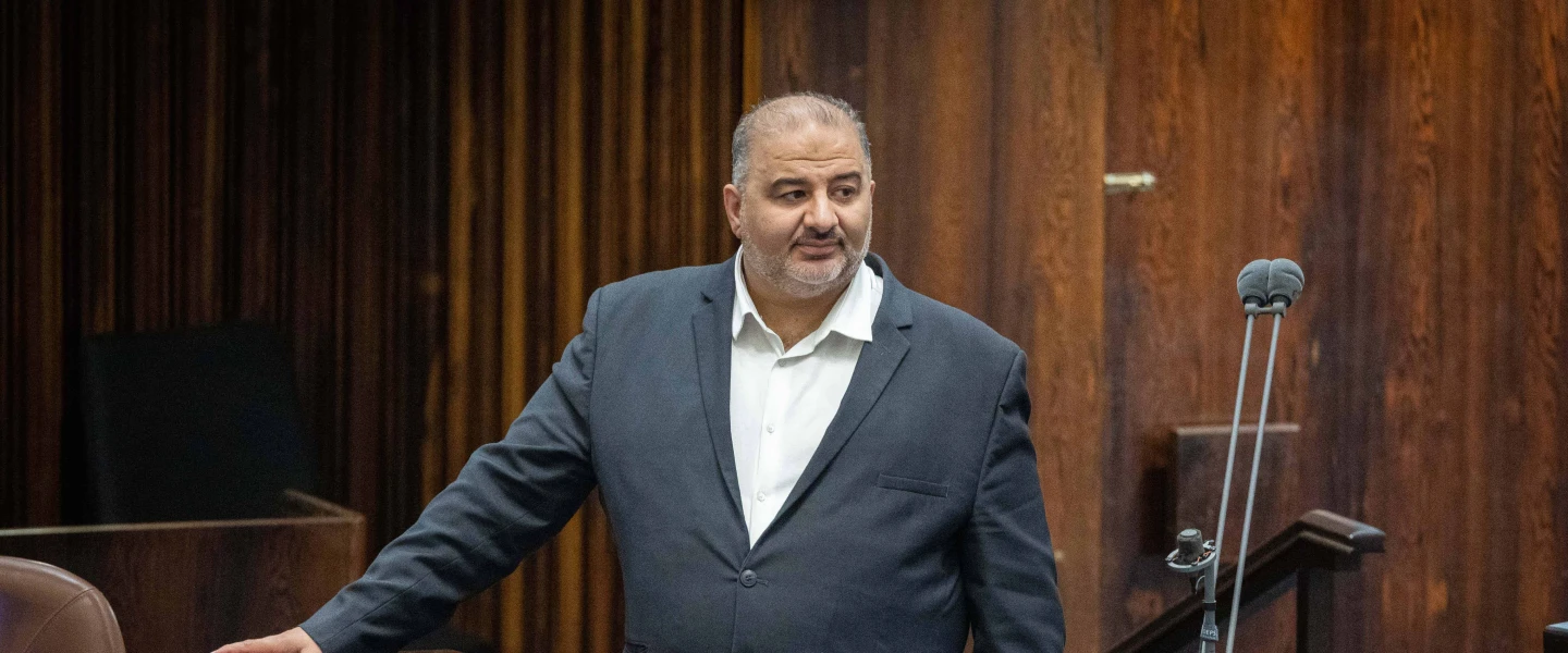 Ra'am Party Chairman Mansour Abbas in the plenary hall of the Knesset in Jerusalem, June 13, 2022. Photo by Yonatan Sindel/Flash90.