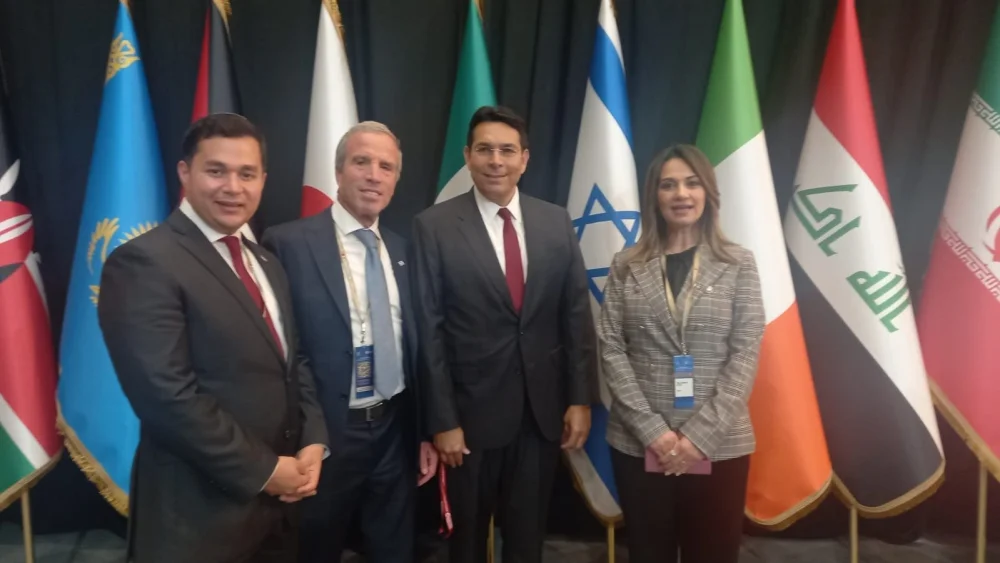 Israeli lawmaker Danny Danon (center-right) leads an Israeli delegation at a conference in Bahrain hosted by the Inter-Parliamentary Union, March 12, 2023. Source: Twitter.