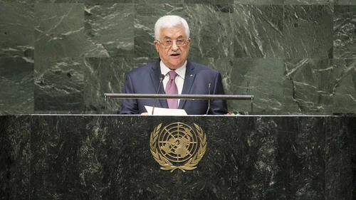 Palestinian Authority President Mahmoud Abbas addresses the U.N. General Assembly on Sept. 26. Credit: U.N. Photo/Amanda Voisard.