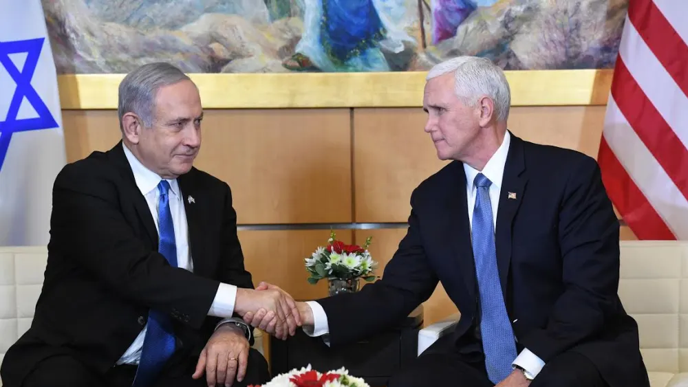 Israeli Prime Minister Benjamin Netanyahu with U.S. Vice President Mike Pence in Jerusalem on Jan. 23, 2020. Credit: Kobi Gideon/GPO.