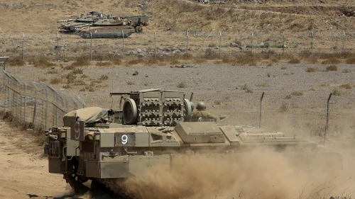 Israeli soldiers during a drill near the Israeli-Syrian border in the Golan Heights on Aug. 4, 2020. Photo by David Cohen/Flash90.