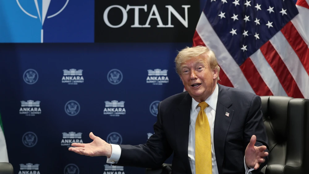 U.S. President Donald Trump at the Beştepe Presidential Compound during the NATO Summit in Ankara, on July 8, 2026. Photo by Win McNamee/Getty Images.