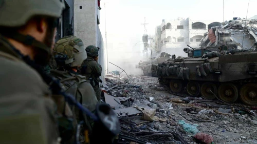 Israeli troops operating in the Hamas-ruled Gaza Strip, Nov. 12, 2023. Credit: IDF.